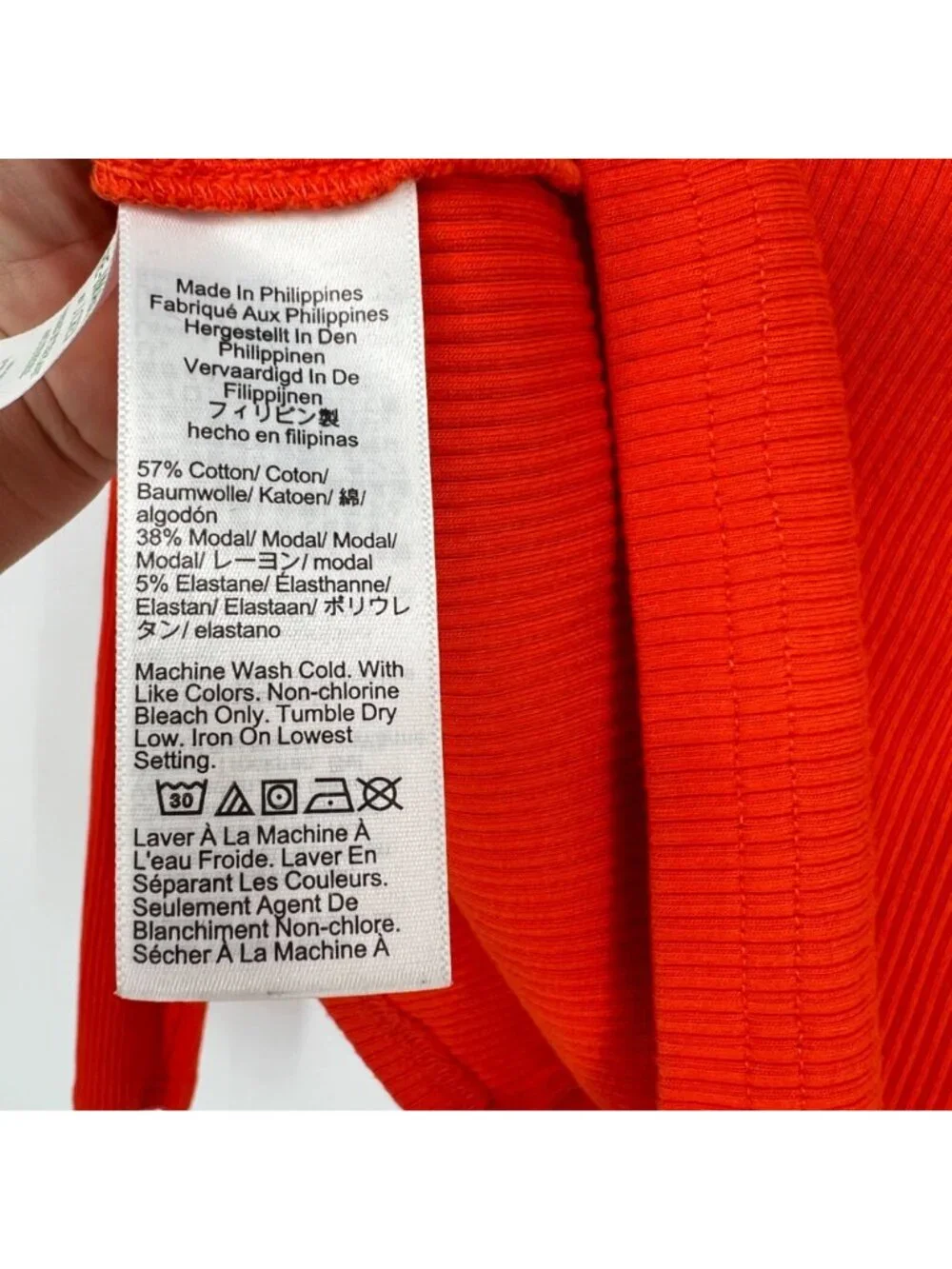 J.Crew Ribbed Long Sleeve Orange Top Size Small Casual Chic Clean Girl